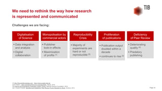 Page 33
Challenges we are facing:
We need to rethink the way how research
is represented and communicated
[1] http://theco...