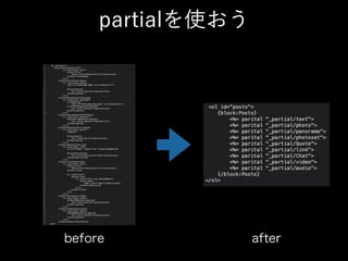 partialを使おう
before after
 