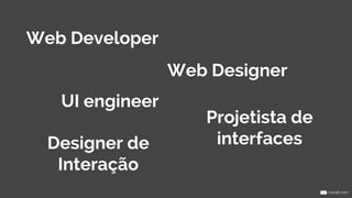 Web Developer 
Projetista de 
interfaces 
UI engineer 
Web Designer 
Designer de 
Interação 
 