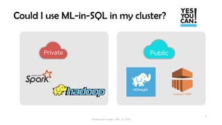 5
Could I use ML-in-SQL in my cluster?
Hadoop Conf Japan - Mar 14, 2019
 