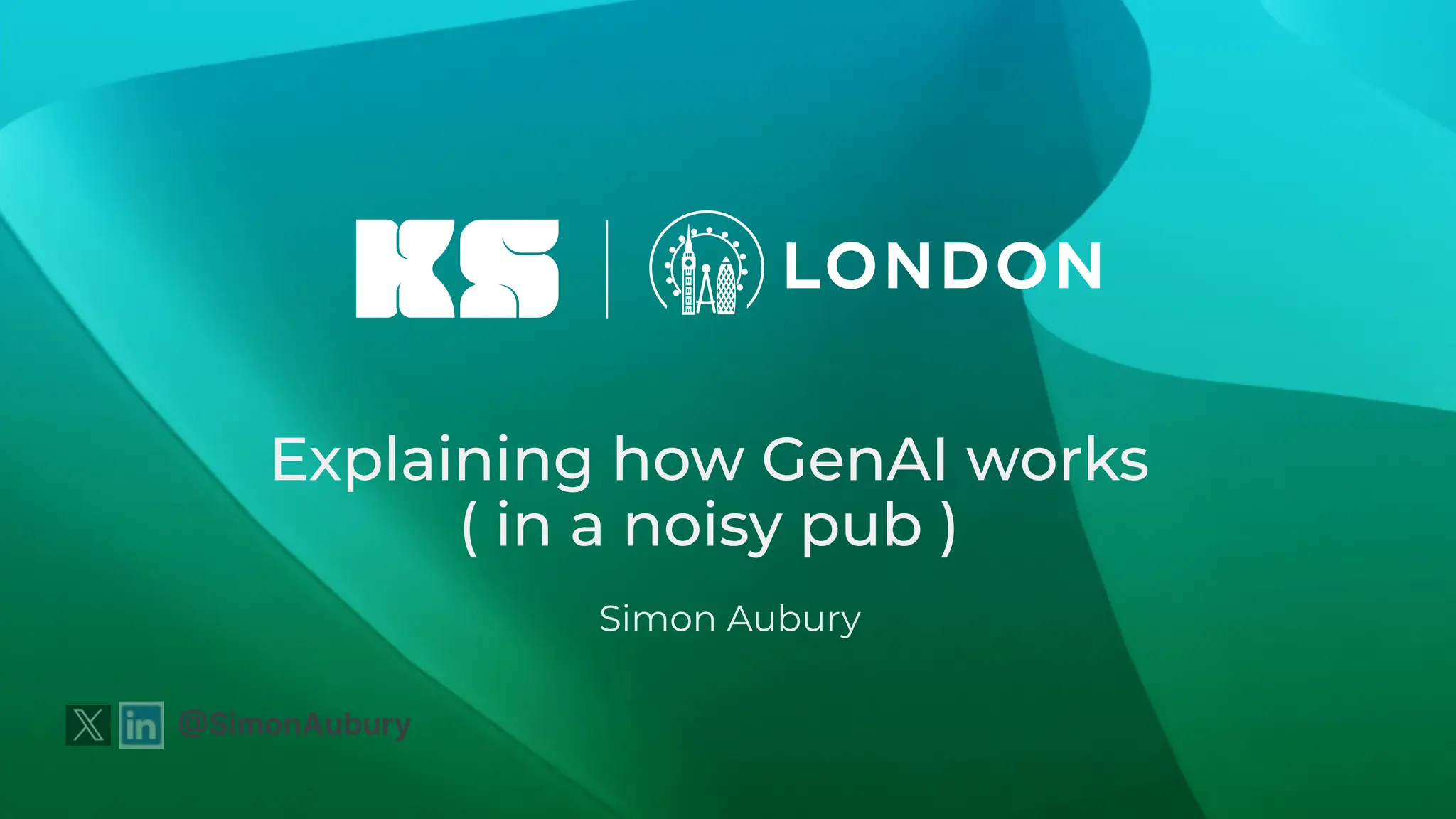 Explaining how GenAI works
( in a noisy pub )
Simon Aubury
@SimonAubury
 