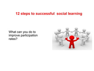 12 steps to successful social learning



What can you do to
improve participation
rates?
 
