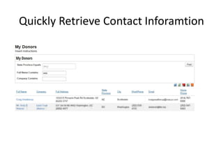Quickly Retrieve Contact Inforamtion 
 