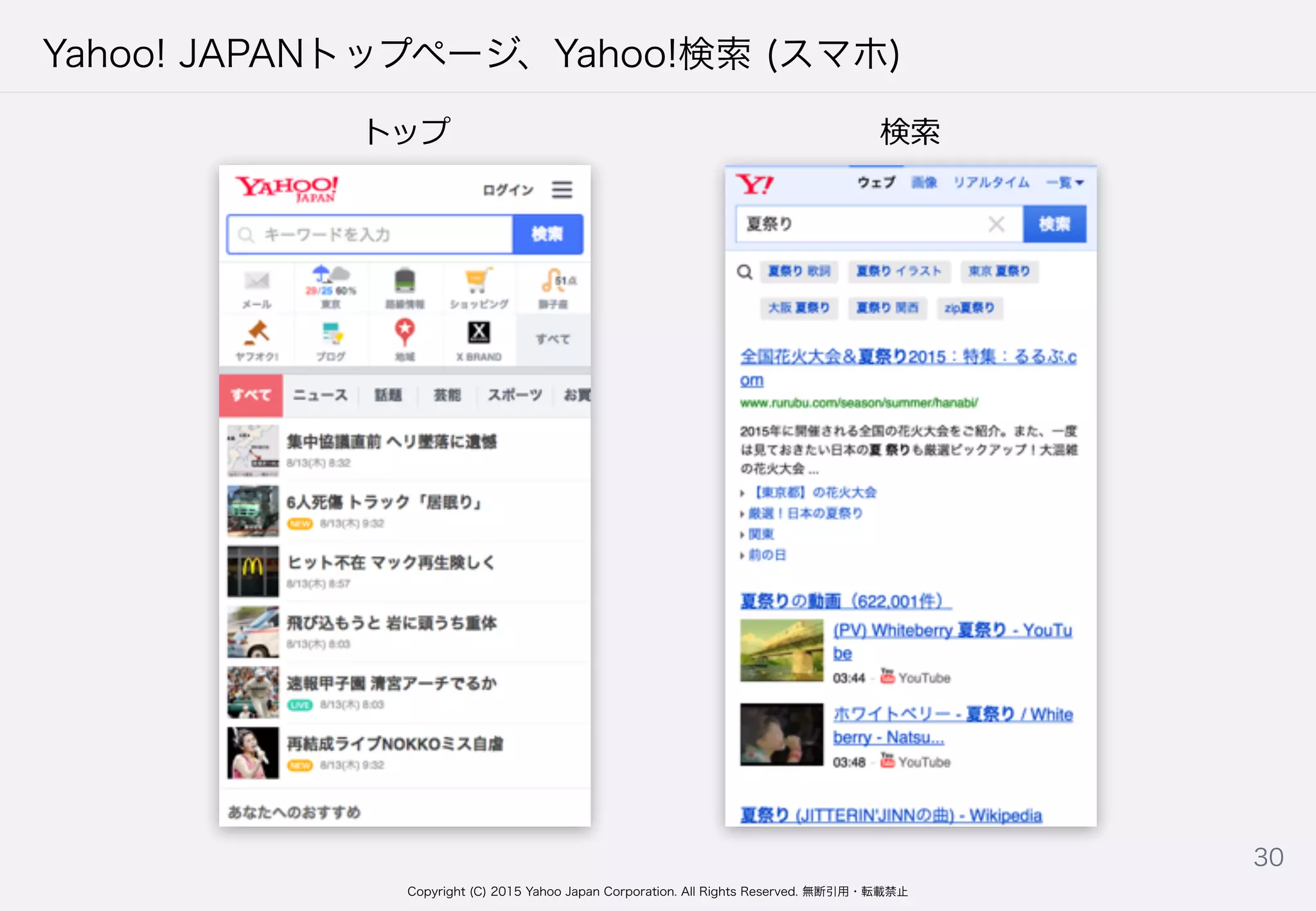 Copyright (C) 2015 Yahoo Japan Corporation. All Rights Reserved. 無断引用・転載禁止
Yahoo! JAPANトップページ、Yahoo!検索 (スマホ)
30
トップ 検索索
 