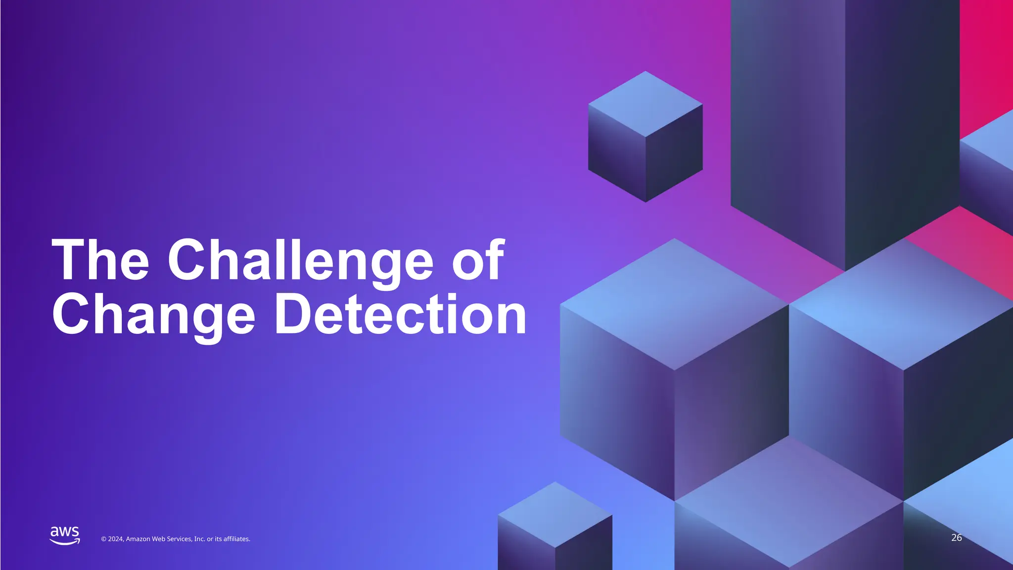 PERFORMANCE TESTING TRANSFORMATION
© 2024, Amazon Web Services, Inc. or its affiliates. 26
© 2024, Amazon Web Services, Inc. or its affiliates.
The Challenge of
Change Detection
 