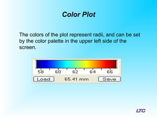 Color Plot
The colors of the plot represent radii, and can be set
by the color palette in the upper left side of the
screen.
 
