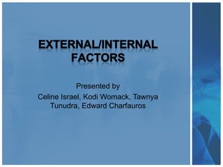 Presented by
Celine Israel, Kodi Womack, Tawnya
Tunudra, Edward Charfauros
 