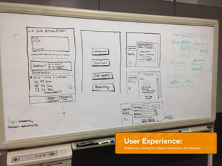 User Experience:
Wireframes, Interaction Design, Information Architecture!
 