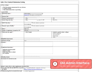 !   Old Admin Interface
    Ugh. Also, fails to capture/reuse data.
 