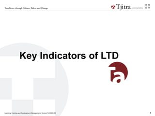 Excellence through Culture, Talent and Change




                  Key Indicators of LTD




Learning, Training and Development Management_Version 1.0/2009-09   4
 