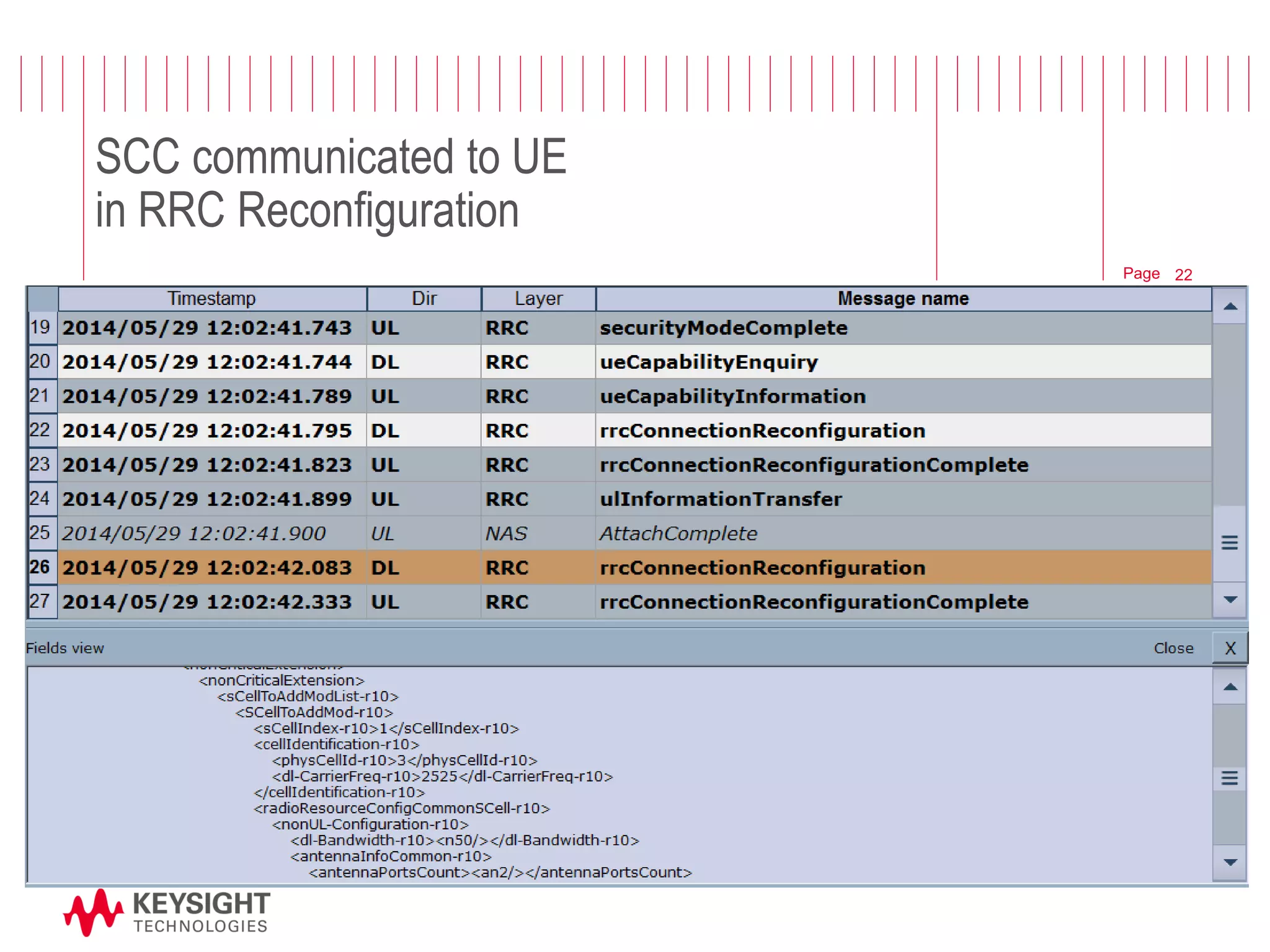 Page 
SCC communicated to UE in RRC Reconfiguration 
22  