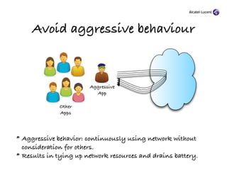 Avoid aggressive behaviour



                       Aggressive
                         App

              Other
        ...