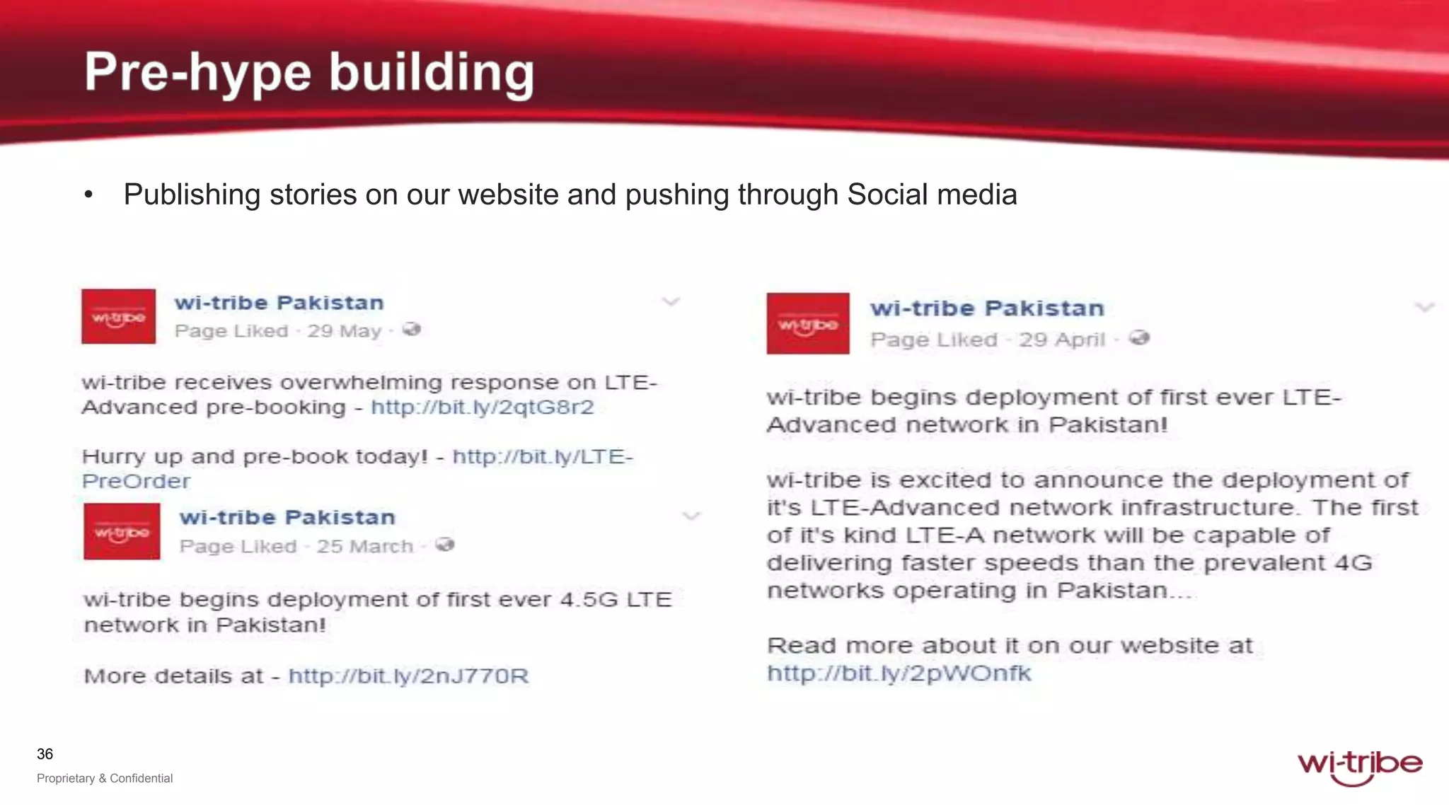 36
Proprietary & Confidential
• Publishing stories on our website and pushing through Social media
 