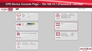 45
Proprietary & Confidential
CPE Device Console Page – 192.168.15.1 (Password –witribe)
 