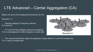 Copyright © TELCOMA. All Rights Reserved
LTE Advanced – Carrier Aggregation (CA)
Below are some of the deployment Scenario...