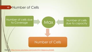 Number of Cells40
Demo: http://www.youtube.com/watch?v=4qqwwuJAd4A
Max
Number of cells due to
Coverage
Number of cells due
to capacity
Number of Cells
 