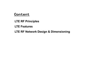 LTE Features, Link Budget & Basic Principle | PDF