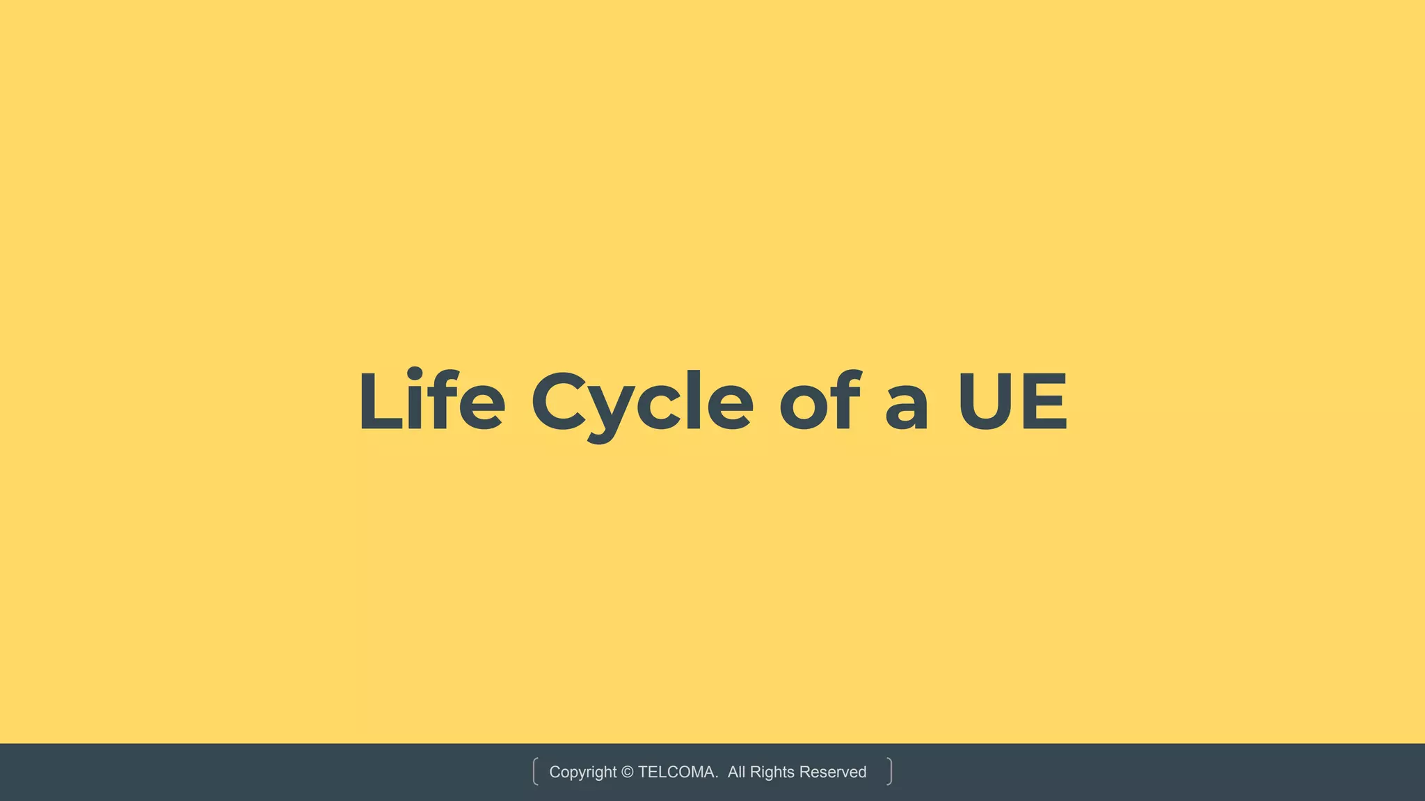 Copyright © TELCOMA. All Rights Reserved
Life Cycle of a UE
 