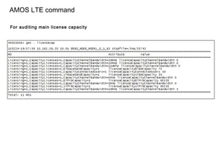 AMOS LTE command
For auditing main license capacity
 