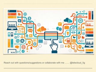 Reach out with questions/suggestions or collaborate with me …… @telecloud_5g
 