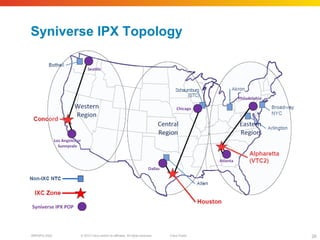 © 2010 Cisco and/or its affiliates. All rights reserved. Cisco PublicBRKSPG-2022 26
Syniverse IPX Topology
 