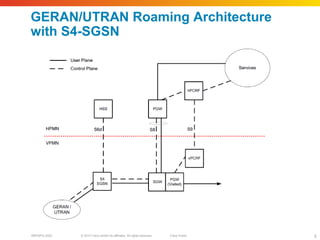 © 2010 Cisco and/or its affiliates. All rights reserved. Cisco PublicBRKSPG-2022 5
GERAN/UTRAN Roaming Architecture
with S4-SGSN
 
