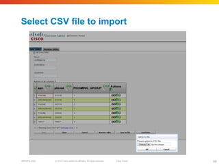 © 2010 Cisco and/or its affiliates. All rights reserved. Cisco PublicBRKSPG-2022 69
Select CSV file to import
 