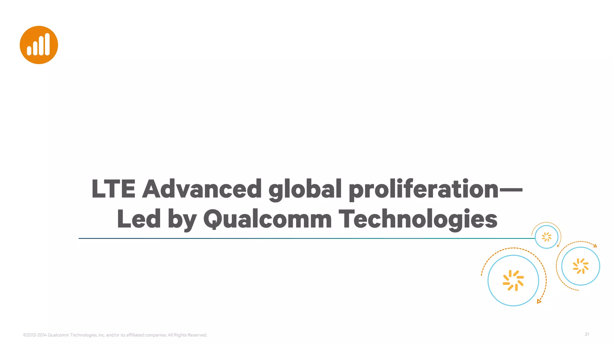 ©2013-2014 Qualcomm Technologies, Inc. and/or its affiliated companies. All Rights Reserved. 21
LTE Advanced global proliferation—
Led by Qualcomm Technologies
 