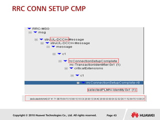 Copyright © 2010 Huawei Technologies Co., Ltd. All rights reserved. Page 43
RRC CONN SETUP CMP
 
