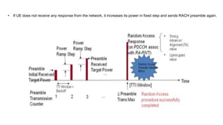 • If UE does not receive any response from the network, it increases its power in fixed step and sends RACH preamble again.
 