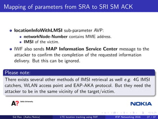 Mapping of parameters from SRA to SRI SM ACK
locationInfoWithLMSI sub-parameter AVP:
networkNode-Number contains MME addre...