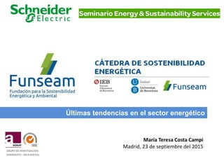 Últimas tendencias en el sector energético
María Teresa Costa Campi
Madrid, 23 de septiembre del 2015
 