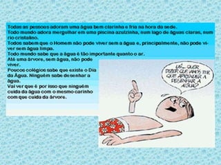 Etapas propostasTERRA PLANETA ÁGUACompositor: Guilherme ArantesÁgua que nasce na fonte serena do mundoE que abre o profundo grotãoÁgua que faz inocente riacho e deságuaNa corrente do ribeirãoÁguas escuras dos riosQue levam a fertilidade ao sertãoÁguas que banham aldeiasE matam a sede da populaçãoÁguas que caem das pedrasNo véu das cascatas ronco de trovãoE depois dormem tranquilasNo leito dos lagos, no leito dos lagosÁgua dos igarapés onde Iara mãe d'águaÉ misteriosa cançãoÁgua que o sol evapora pro céu vai emboraVirar nuvens de algodãoGotas de água da chuvaAlegre arco-íris sobre a plantaçãoGotas de água da chuvaTão tristes são lágrimas na inundaçãoÁguas que movem moinhosSão as mesmas águasQue encharcam o chãoE sempre voltam humildesPro fundo da terra, pro fundo da terraTerra planeta água... terra planeta águaTerra planeta água.Esta letra foi retirada do site www.letrasdemusicas.com.br 