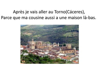Après je vais aller au Torno(Cáceres),
Parce que ma cousine aussi a une maison là-bas.
 