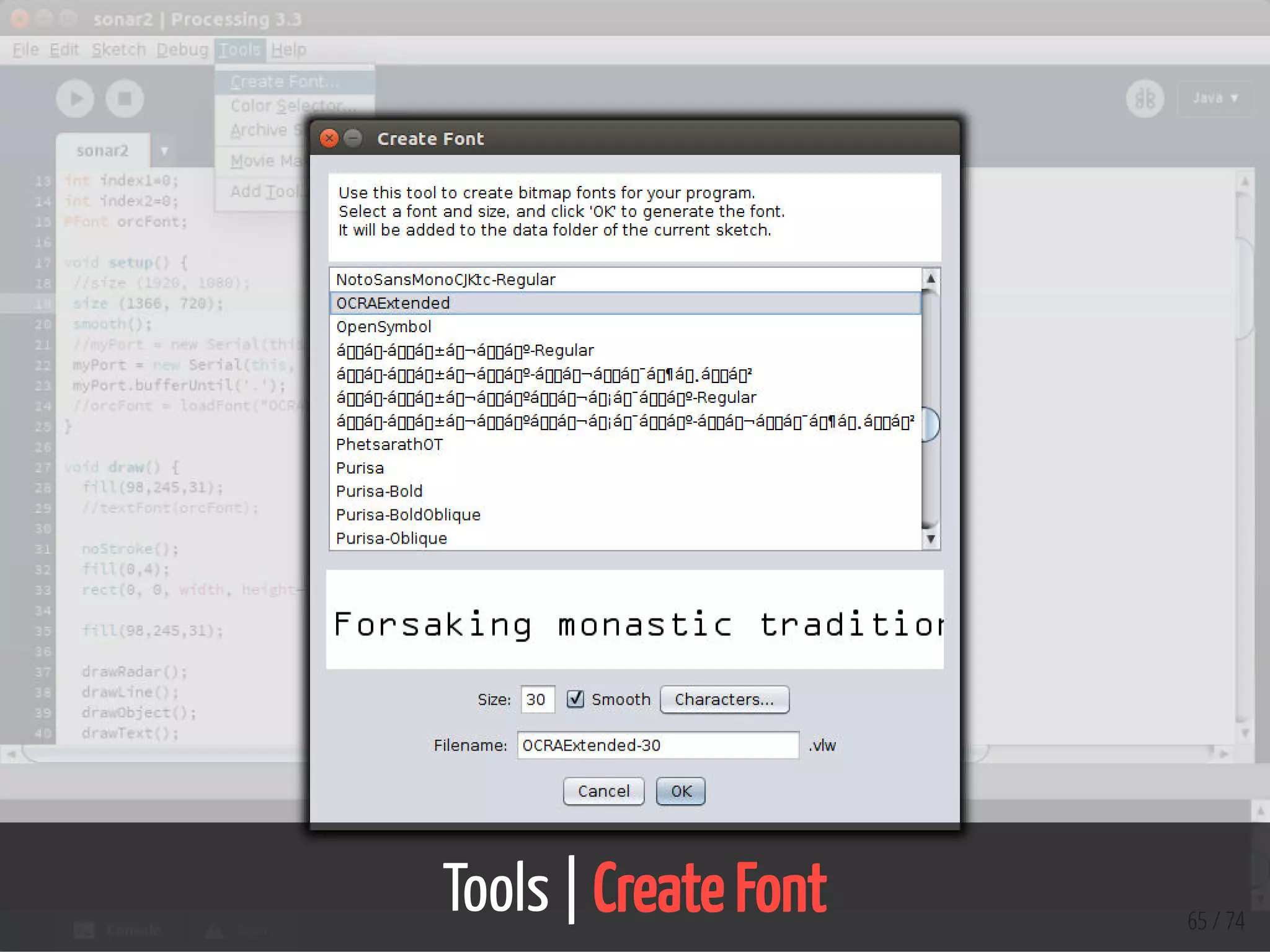Tools | Create Font 65 / 74
 