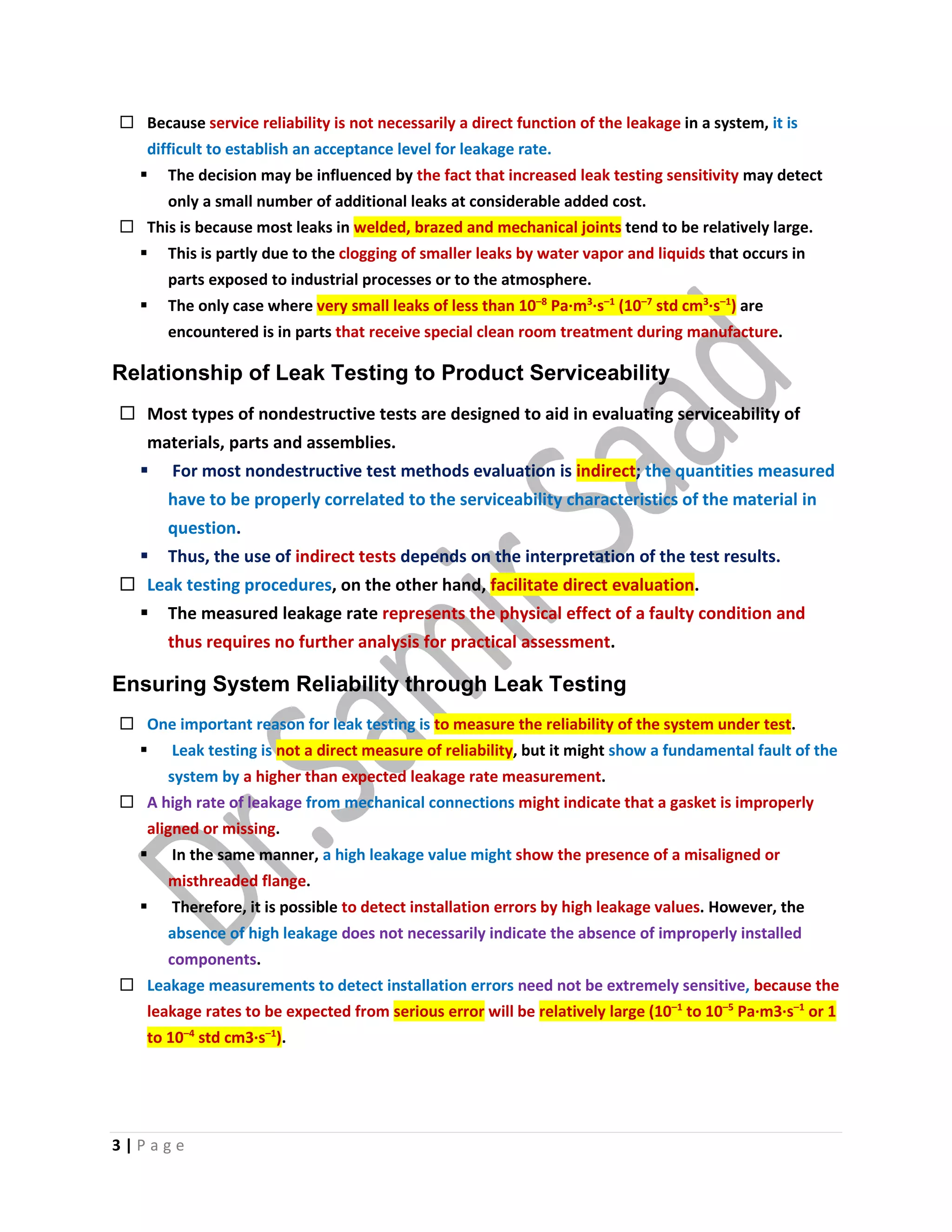 Asnt Leak Testing Lt Level Iii Notes Dr Samir Saad Pdf