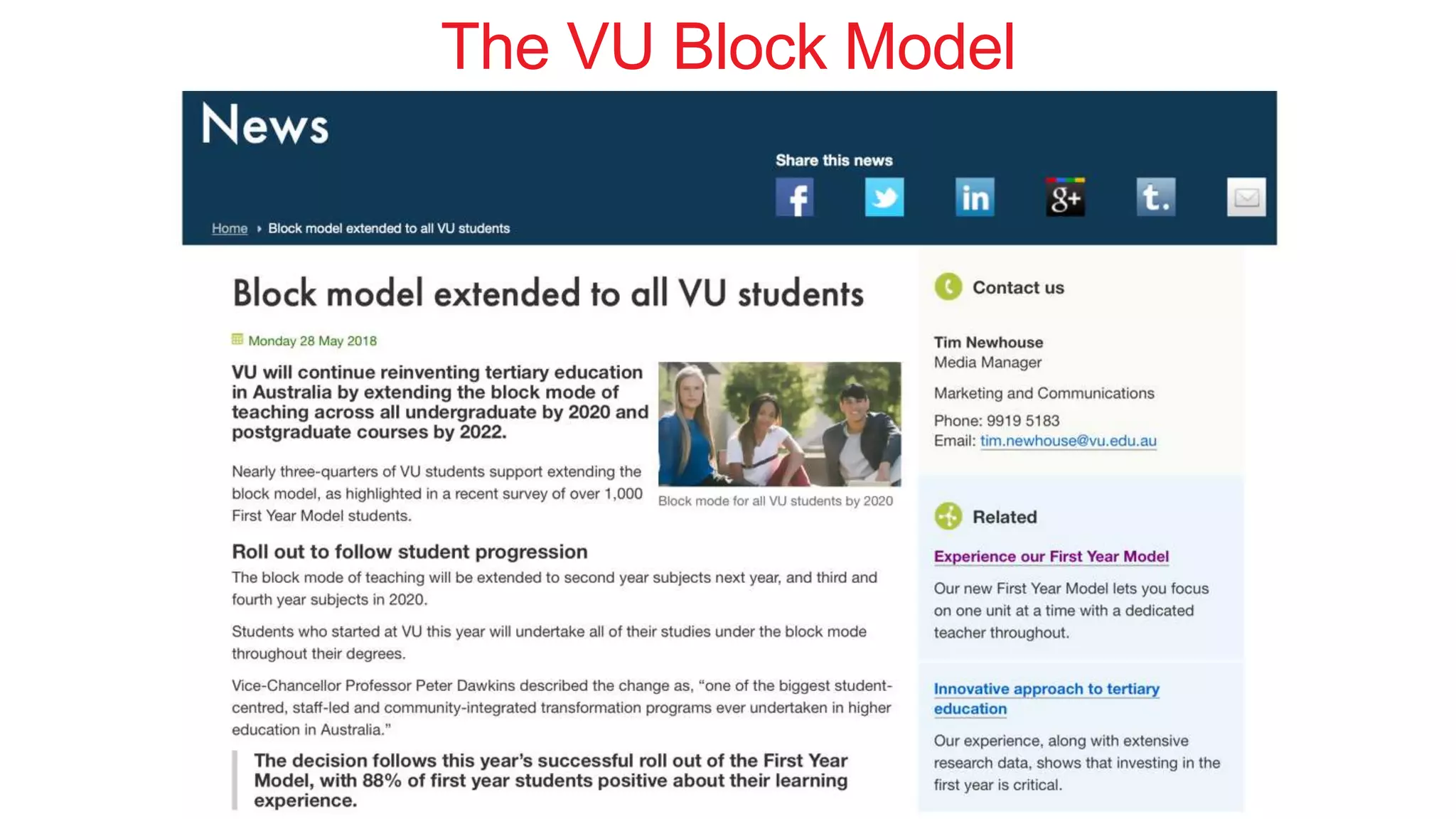 The VU Block Model
 