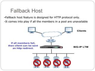 Fallback Host
-Fallback host feature is designed for HTTP protocol only.
-It comes into play if all the members in a pool are unavailable
 