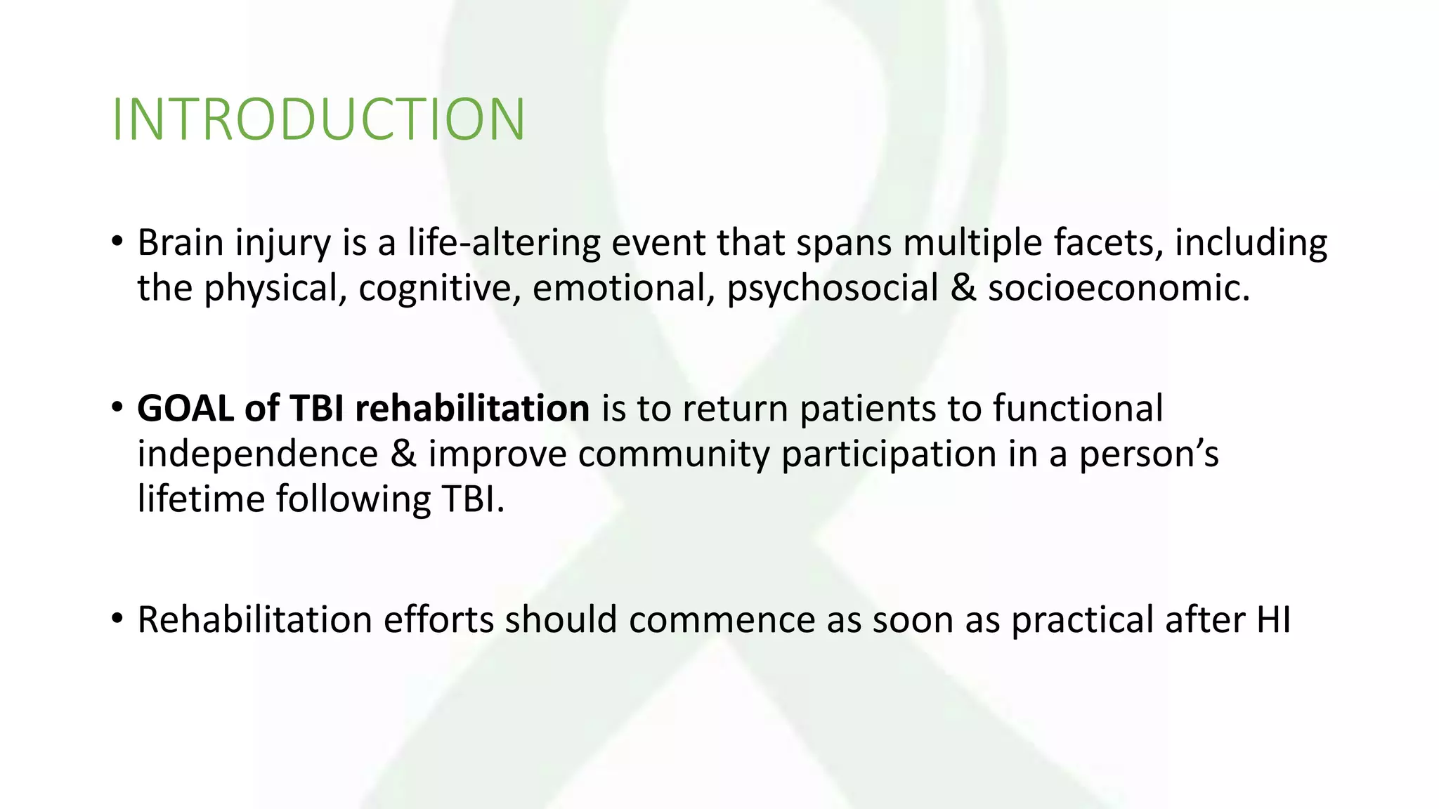 Long term managment of traumatic brain injury | PPTX