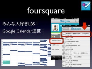 foursquare
LBS
Google Calendar