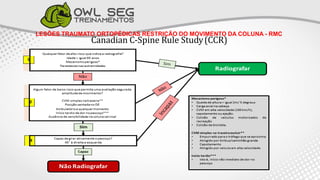 LESÕES TRAUMATO ORTOPÉDICAS RESTRIÇÃO DO MOVIMENTO DA COLUNA - RMC
Canadian C-Spine Rule Study(CCR)
 
