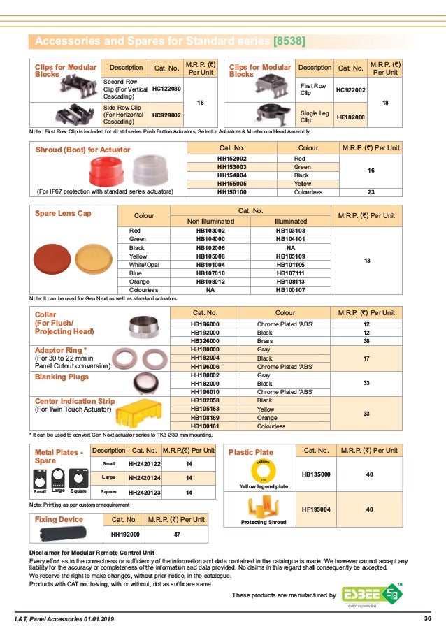 L&T Panel Accessoriespricelist01jan2019.