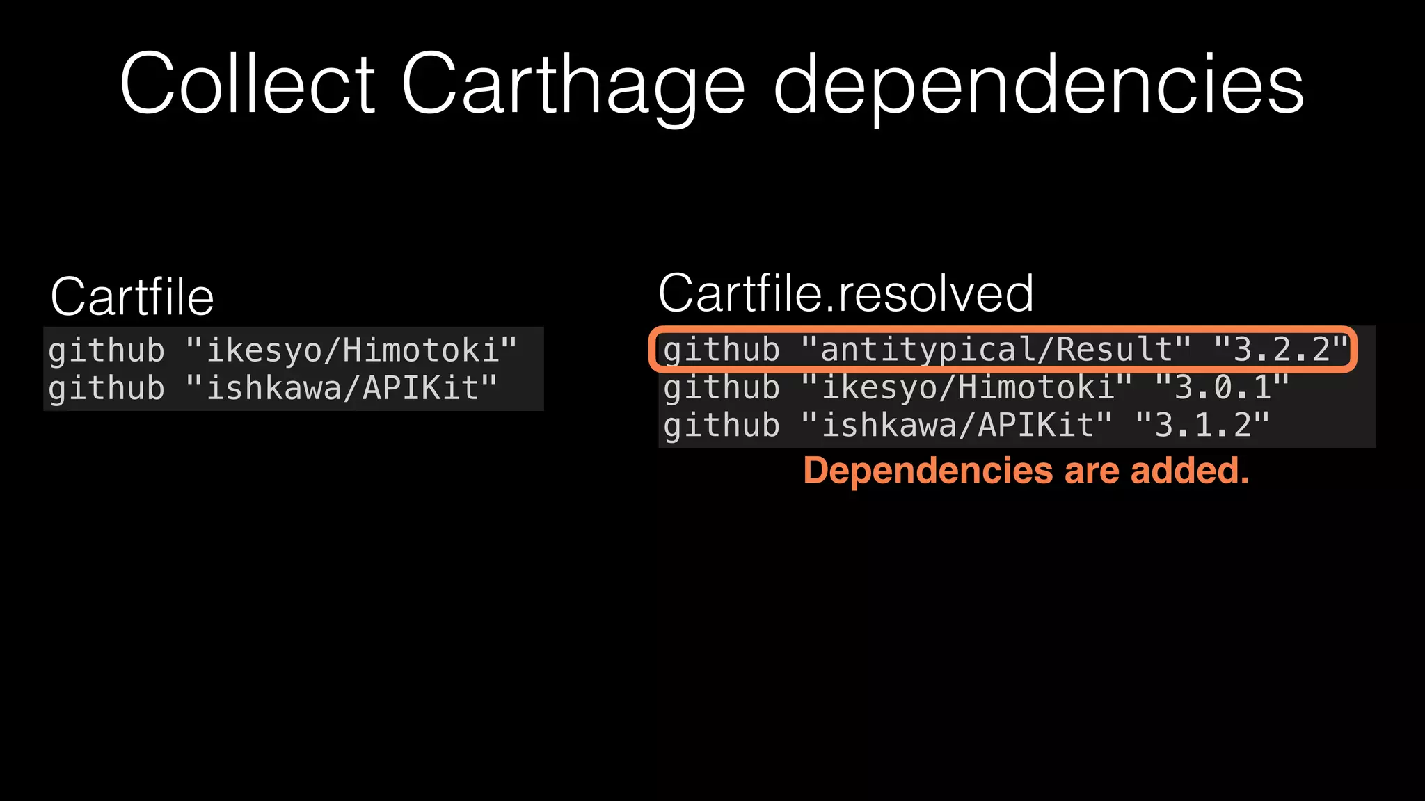 Collect GitHub libraries’ licenses
➜ curl "https://api.github.com/repos/ikesyo/Himotoki/license"
{
"name": "LICENSE.md",
"path": "LICENSE.md",
"sha": "d89aa6fe6d15f1966b4456d2fe525503666fe18d",
"size": 1076,
"url": "https://api.github.com/repos/ikesyo/Himotoki/contents/LICENSE.md?ref=master",
"html_url": "https://github.com/ikesyo/Himotoki/blob/master/LICENSE.md",
"git_url": "https://api.github.com/repos/ikesyo/Himotoki/git/blobs/
d89aa6fe6d15f1966b4456d2fe525503666fe18d",
"download_url": "https://raw.githubusercontent.com/ikesyo/Himotoki/master/LICENSE.md",
"type": "file",
"content":
“VGhlIE1JVCBMaWNlbnNlIChNSVQpCgpDb3B5cmlnEZST00sCk9VnVCBPRiBPUiBJTiBDT05ORUNUSU…
9OIFdJVEggVEhFIFNPRlRXQVJFIE9SIFRInRSBVU0UgT1IgT1EVBTElOR1MgSU4gVEhFClNPRlRXQVJFLgo=n”,
"encoding": "base64",
"_links": { … },
…
}
See: https://developer.github.com/v3/licenses/
 