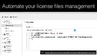 See: https://github.com/mono0926/LicensePlist#integrate-into-build
Automate your license ﬁles management
 