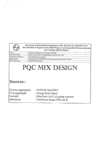L&t pqc mix design | PDF