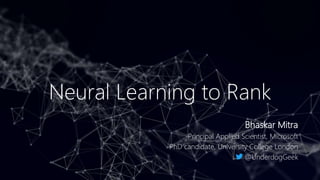 Rank In Learning Neural Learning to Rank | PPTX