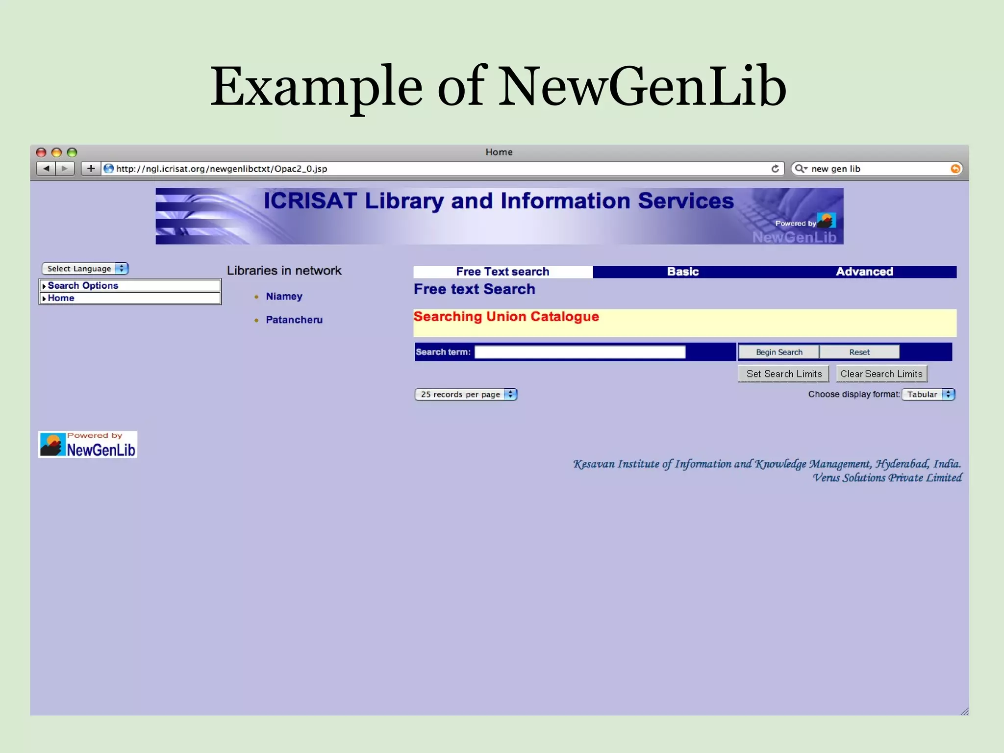 Example of NewGenLib 