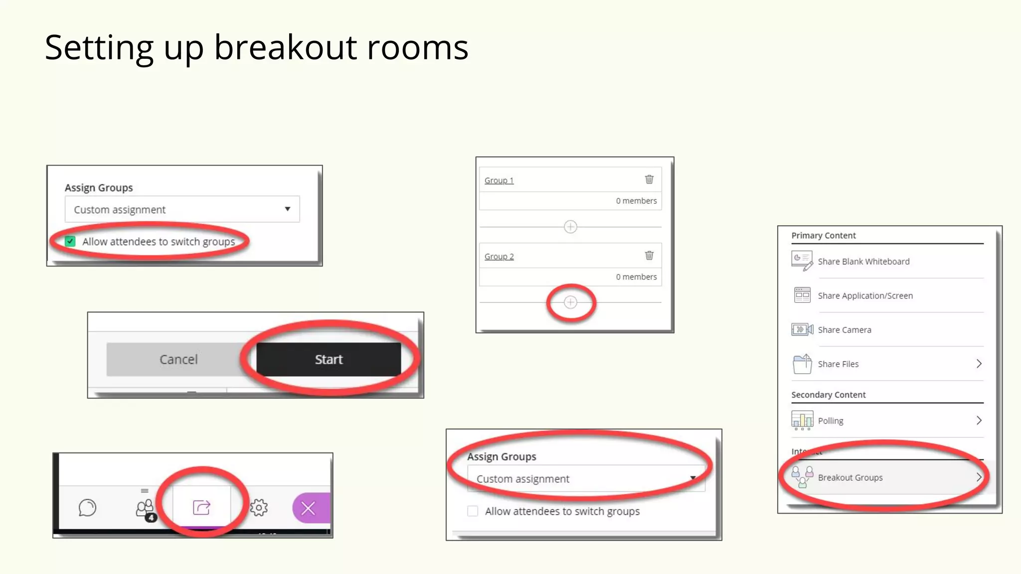 Setting up breakout rooms
 