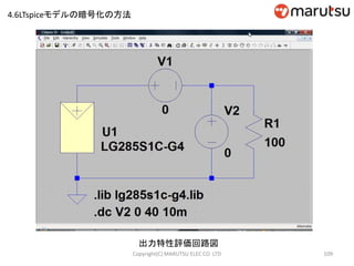 出力特性評価回路図
109Copyright(C) MARUTSU ELEC CO. LTD
4.6LTspiceモデルの暗号化の方法
 
