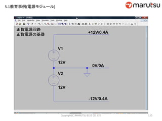 120
正負電源回路
正負電源の基礎
Copyright(C) MARUTSU ELEC CO. LTD
5.1教育事例(電源モジュール)
 